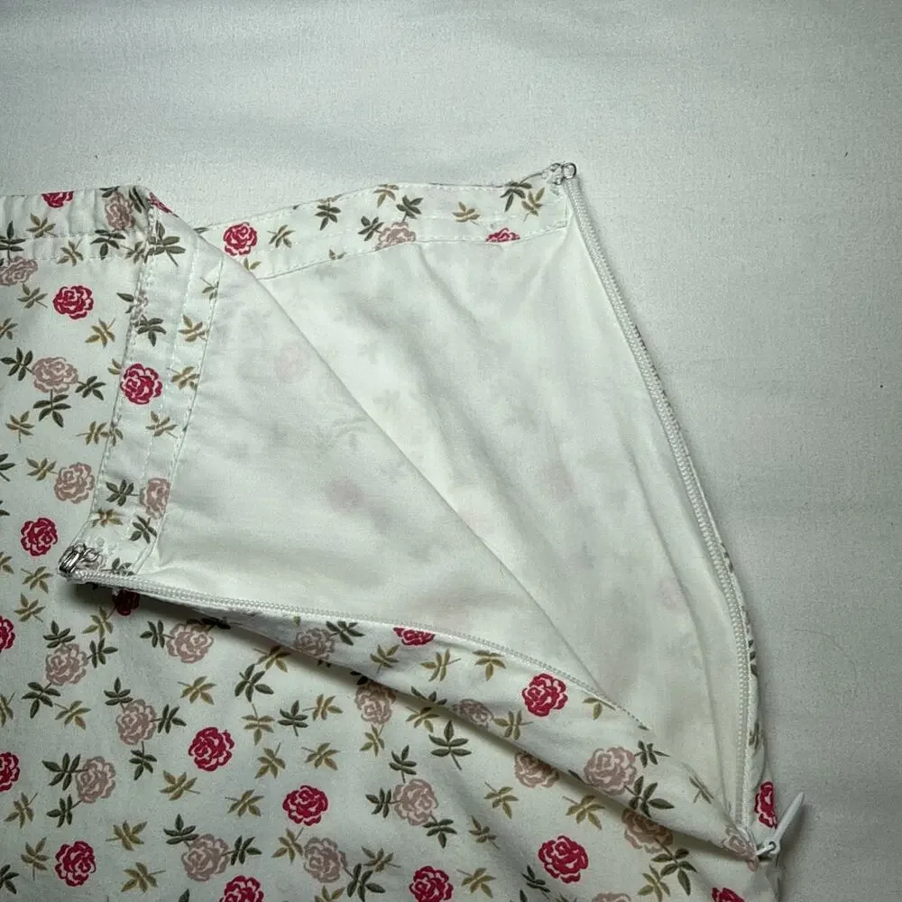 Hanna Anderson Ivory Floral Rose Skirt 100% Cotton Layered Lined Womens 12 EUC